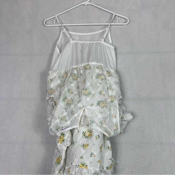 Girls Knit Works Yellow Rose Eyelet Floral Tiered A-Line Ruffled Dress Size 12 - Picture 6 of 16